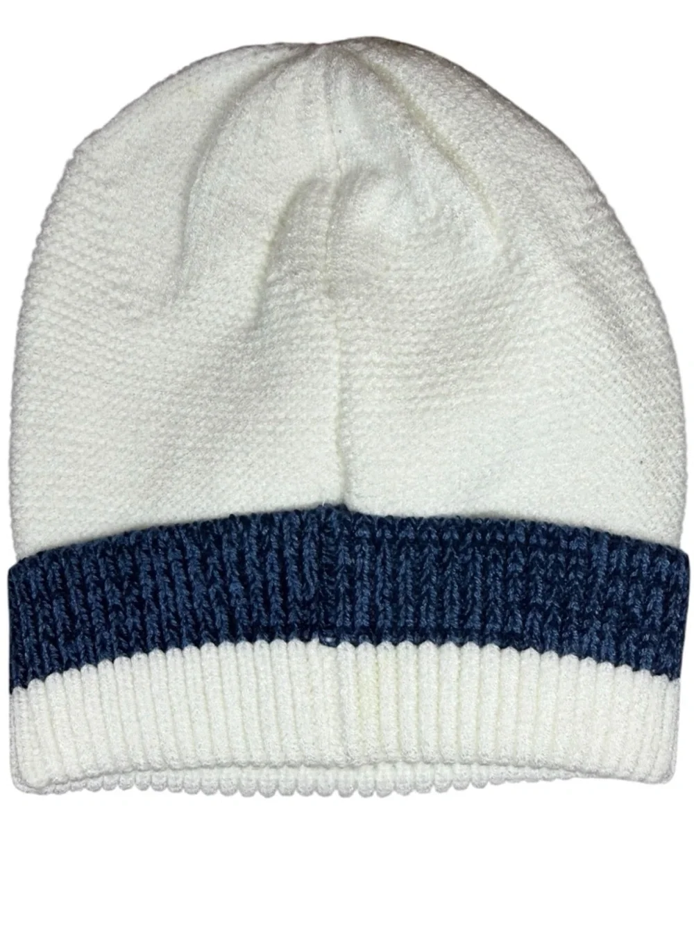 Bearpaw Kids 12-24M Two-Tone White and Navy Knit Beanie Apres Ski Winter Gear